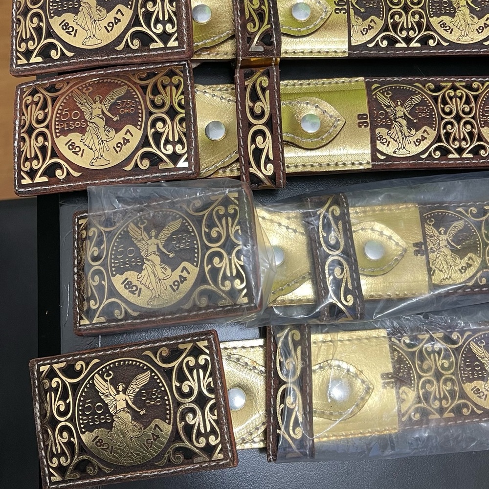 Cintos de cuero de res diseño centenarios talla 34/36/38